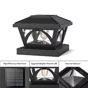 2 Pack Outdoor Flame Light | Solar Powered | Post Deck & Fence Cap