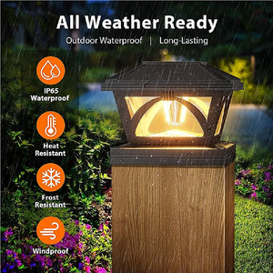 2 Pack Outdoor Flame Light | Solar Powered | Post Deck & Fence Cap