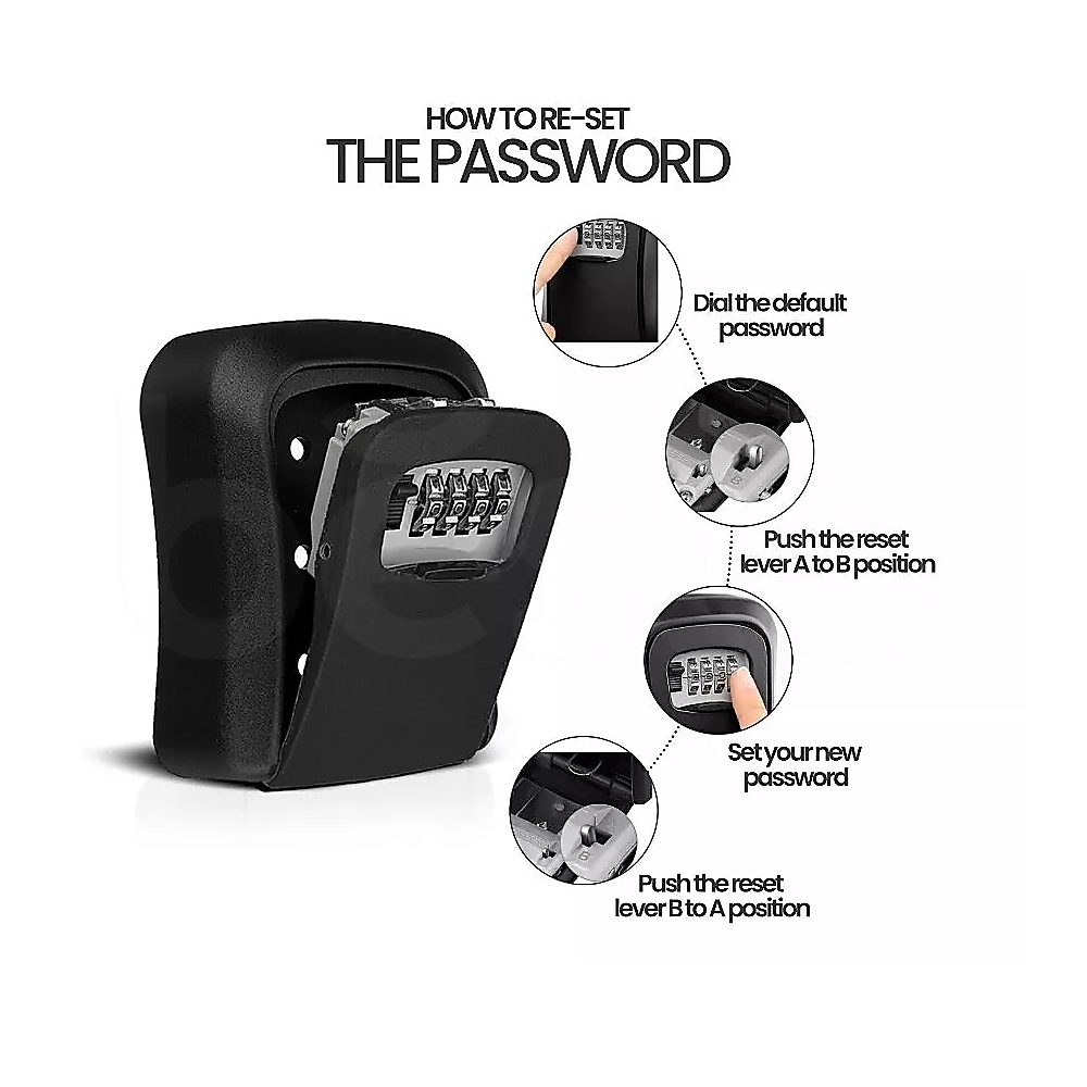Lock Box Key Safe | 4 Combination Outdoor Security Wall Mounted