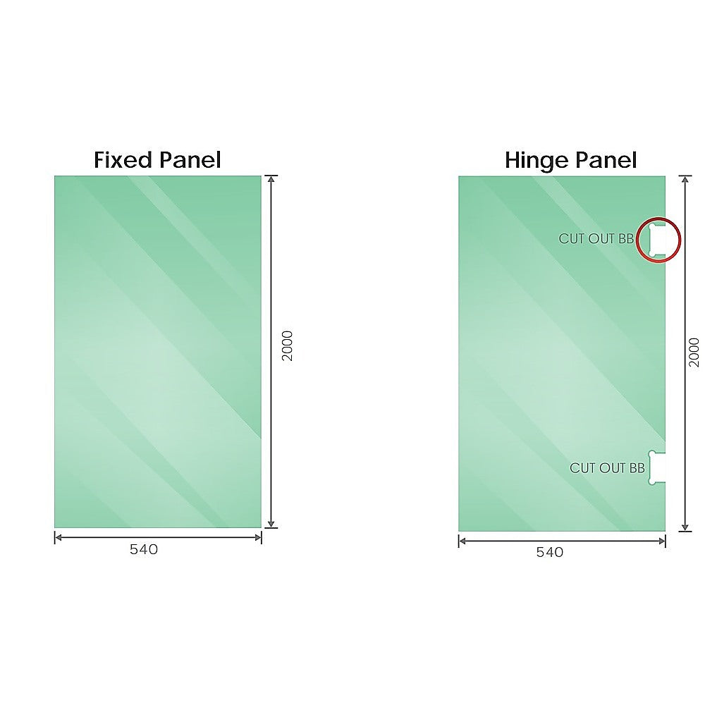 Frameless Diamond Shower Screen | 100cm | Chrome Channels & SS Hinges | Round Handle | Modern Bathroom Enclosure