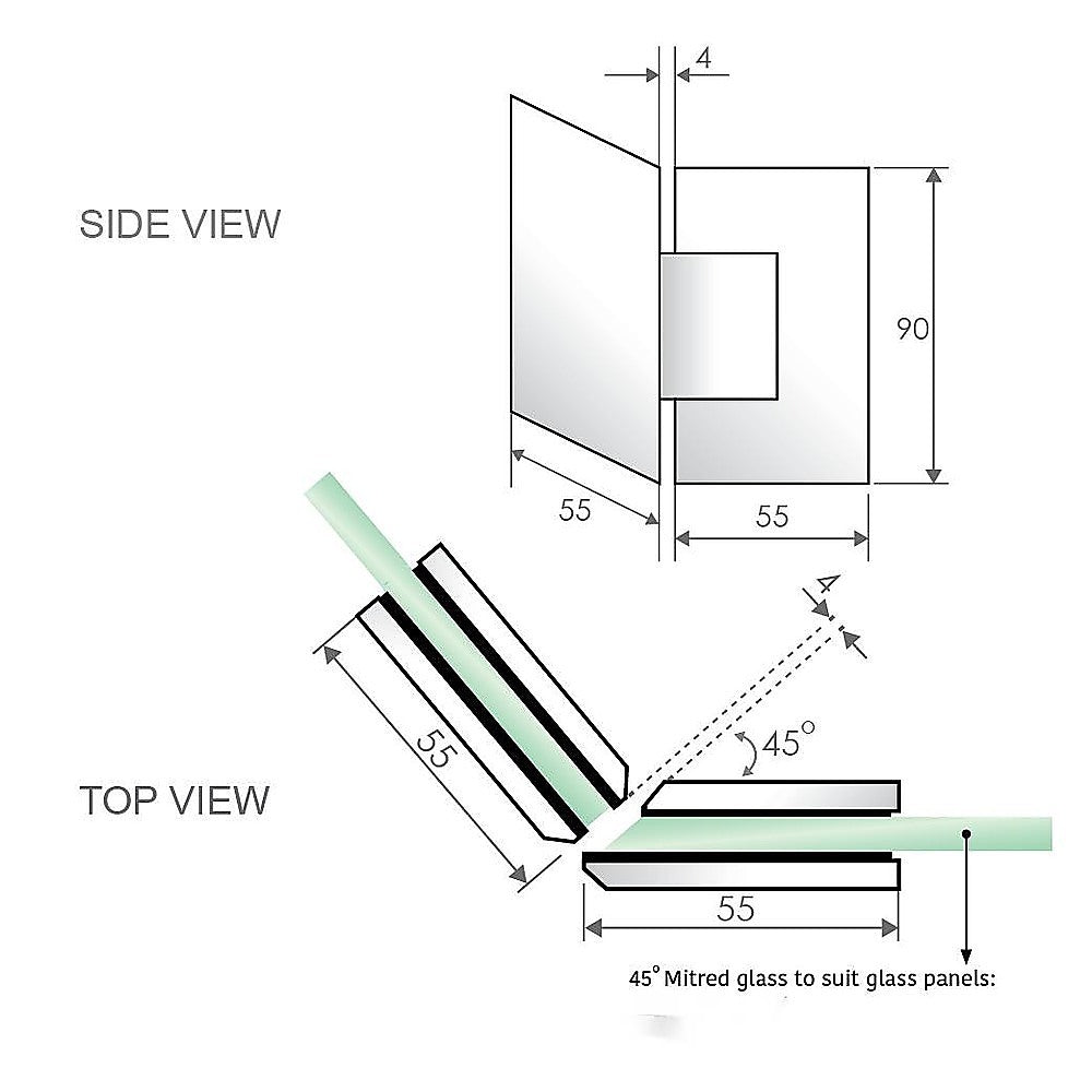 Frameless Diamond Shower Screen | 100cm | Chrome Channels & SS Hinges | Round Handle | Modern Bathroom Enclosure