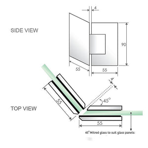 Frameless Diamond Shower Screen | 100cm | Chrome Channels & SS Hinges | Round Handle | Modern Bathroom Enclosure