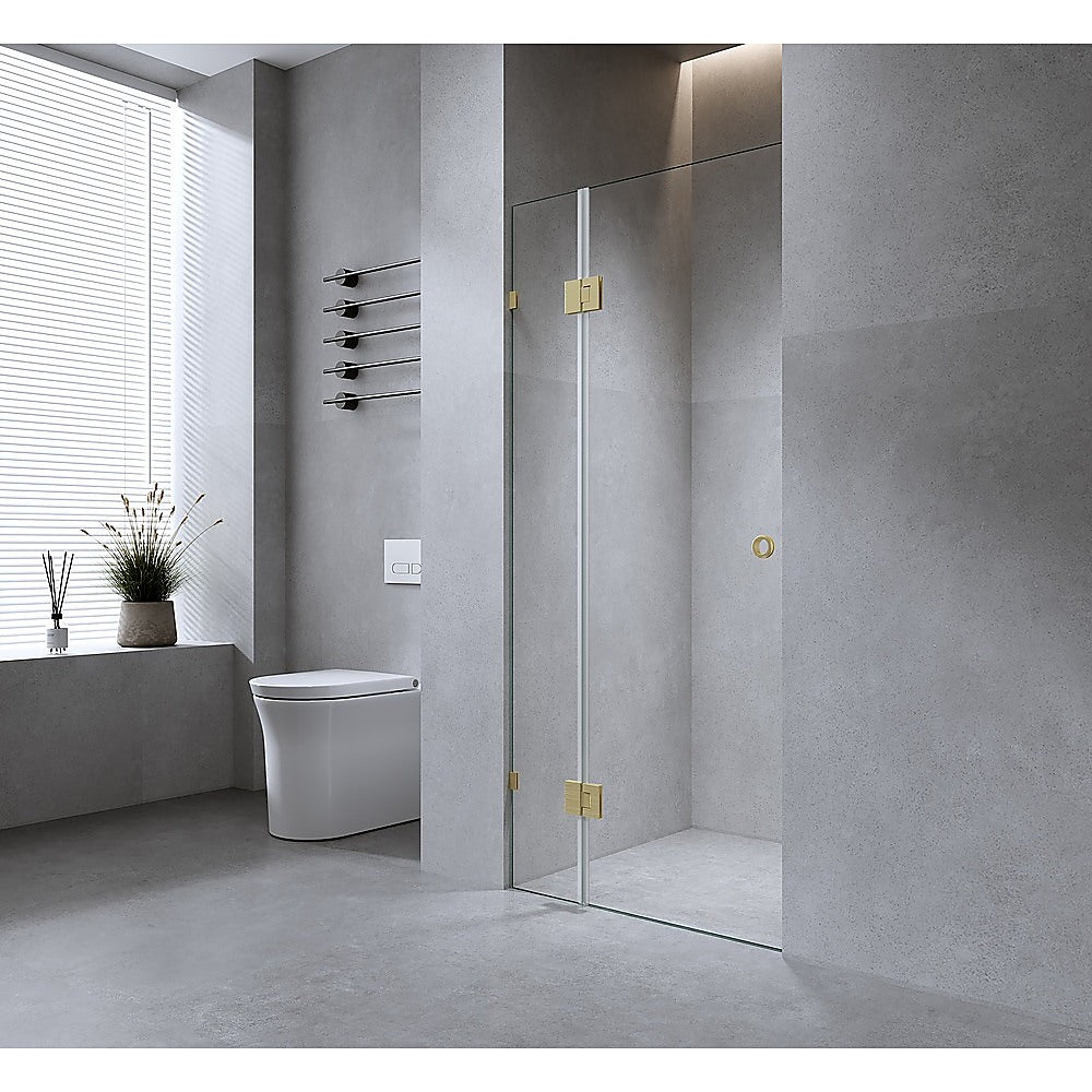 Wall-to-Wall Frameless Shower Screen | 120CM | Chrome Brackets | SS Hinges | Round Handle