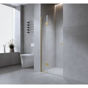 Wall-to-Wall Frameless Shower Screen | 100CM | Chrome Channel | SS Hinges | Round Handle