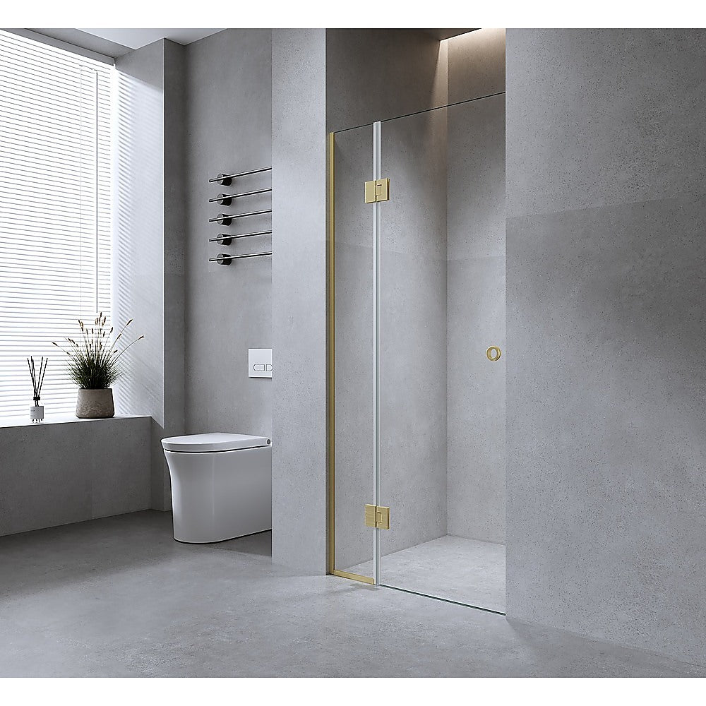 Wall-to-Wall Frameless Shower Screen | 120CM | Chrome Channel | SS Hinges | Round Handle