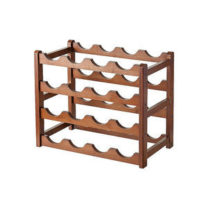 Bamboo Wine Rack | Freestanding | 15 Bottles | 6 Glass Holder | Brown | Home Bar Storage