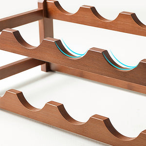 Bamboo Wine Rack | Freestanding | 15 Bottles | 6 Glass Holder | Brown | Home Bar Storage