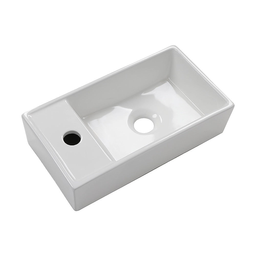 Wall Hung Bathroom Basin | Compact Cloakroom Sink | Ceramic | Space-Saving