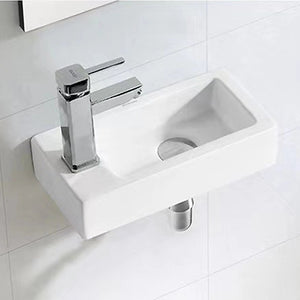 Wall Hung Bathroom Basin | Compact Cloakroom Sink | Ceramic | Space-Saving