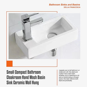 Wall Hung Bathroom Basin | Compact Cloakroom Sink | Ceramic | Space-Saving