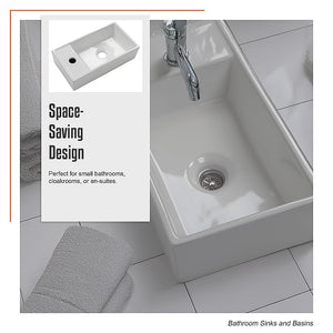 Wall Hung Bathroom Basin | Compact Cloakroom Sink | Ceramic | Space-Saving
