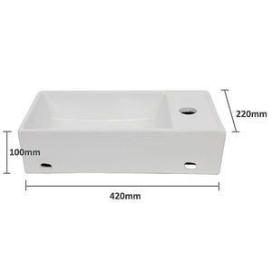 Wall Hung Bathroom Basin | Compact Cloakroom Sink | Ceramic | Space-Saving