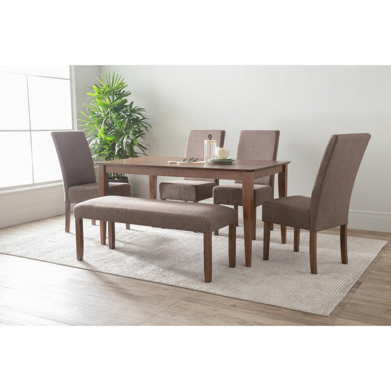 Allegro Dining Table Set | 6 Piece | Table + 4x Mesi Chairs + Mesi Bench | Cocoa Finish | Stylish Dining Furniture