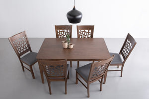 Allegro Dining Table Set | 7 Piece | Table + 6x Asbel Chairs | Cocoa Finish | Modern Dining Room Set
