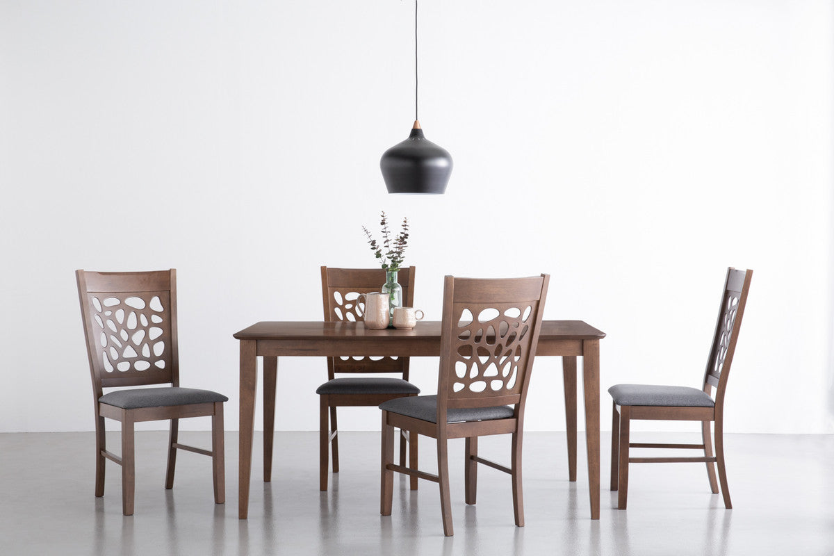 Allegro Dining Table Set | 7 Piece | Table + 6x Asbel Chairs | Cocoa Finish | Modern Dining Room Set