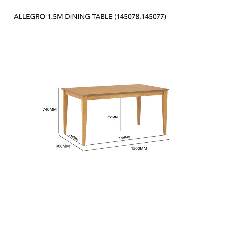 Allergo Dining Table | 150cm Timber | Dining Table | Natural