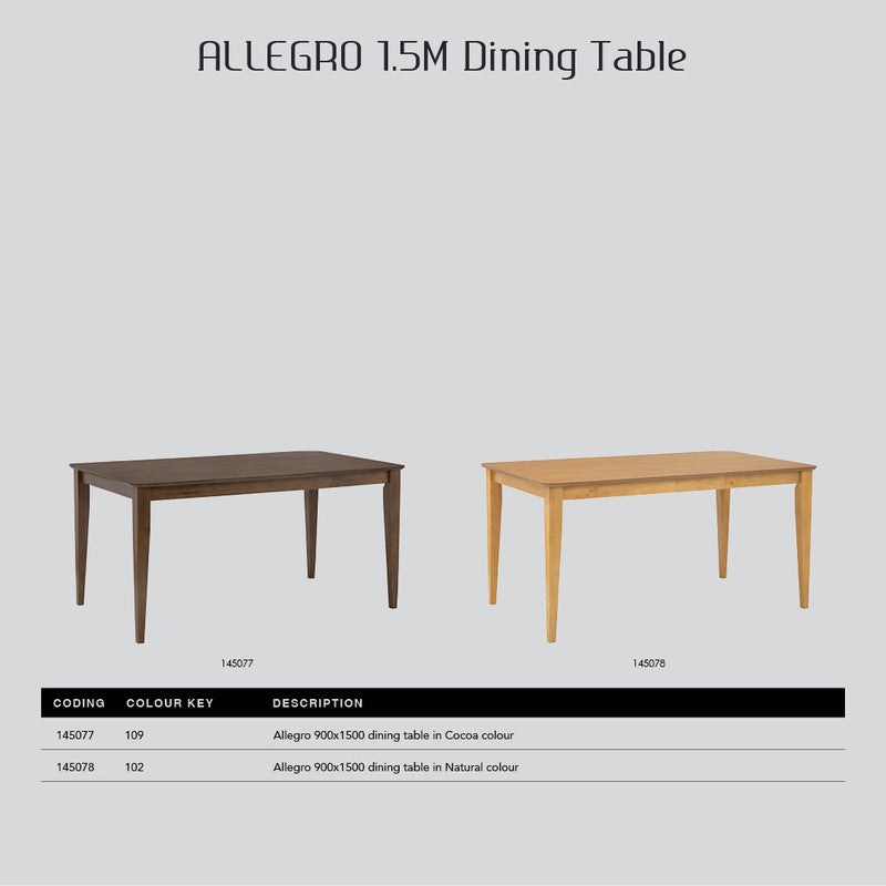 Allergo Dining Table | 150cm Timber | Dining Table | Natural