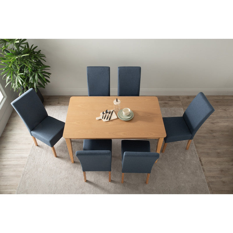 Allegro Dining Table Set | 7 Piece | Table + 6x Mesi Chairs | Natural Finish | Elegant Dining Room Set