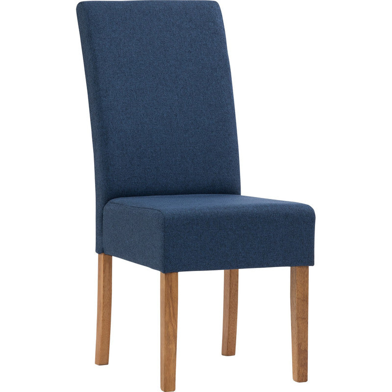 Mesi Dining Chair x2 | Natural Colour Legs | Blue Colour Challis Fabric Upholstery