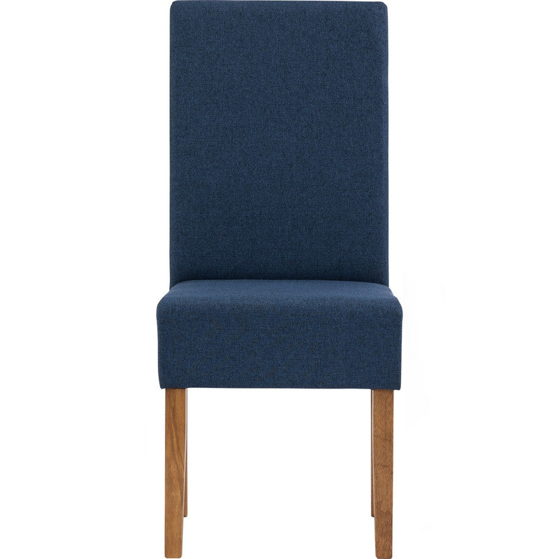 Mesi Dining Chair x2 | Natural Colour Legs | Blue Colour Challis Fabric Upholstery