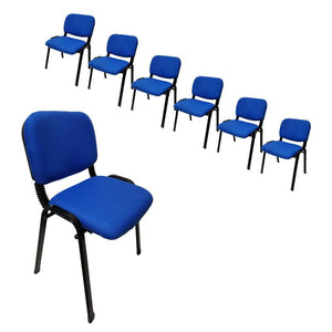 NNECN Stackable Office Conference Chairs | Set of 7 | Blue | Visitor & Community Seating
