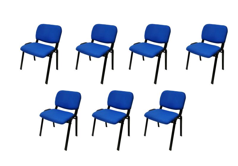 NNECN Stackable Office Conference Chairs | Set of 7 | Blue | Visitor & Community Seating