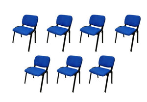 NNECN Stackable Office Conference Chairs | Set of 7 | Blue | Visitor & Community Seating