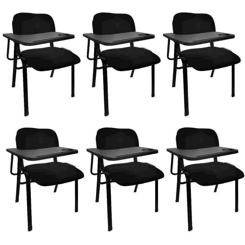 NNECN Lecture Chair with Table Top for Classroom | Lecture | Training | Conference (Set of 6 - Black)