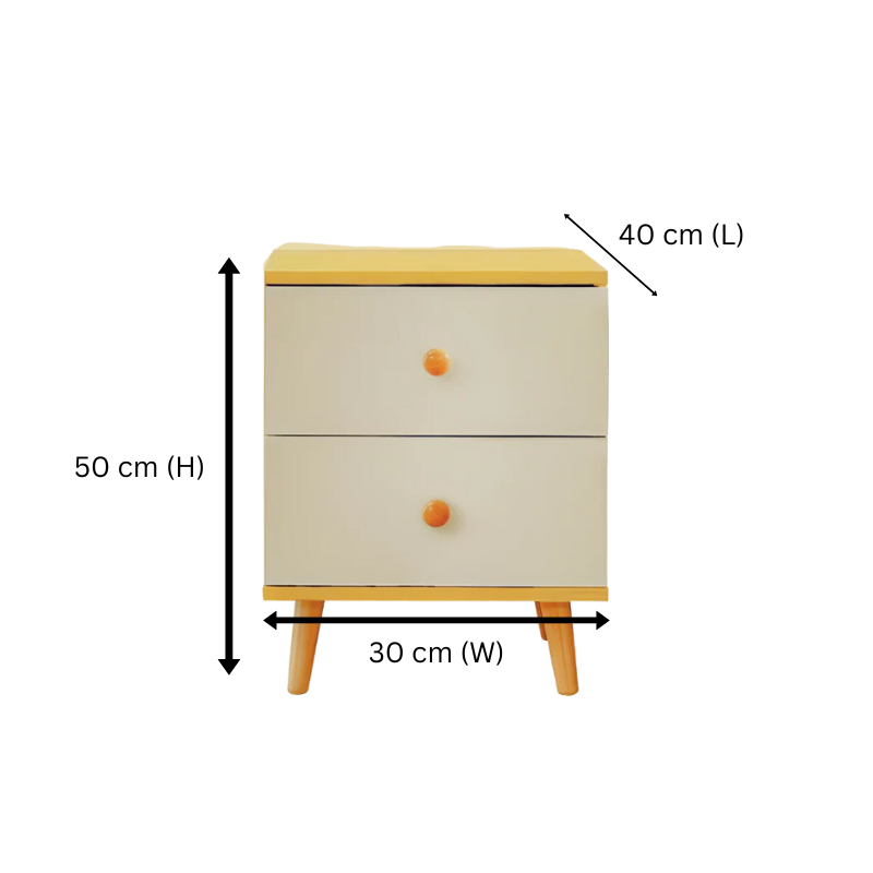 NNECN Drawer Chest | 5-Layer White Storage | With Bedside Table