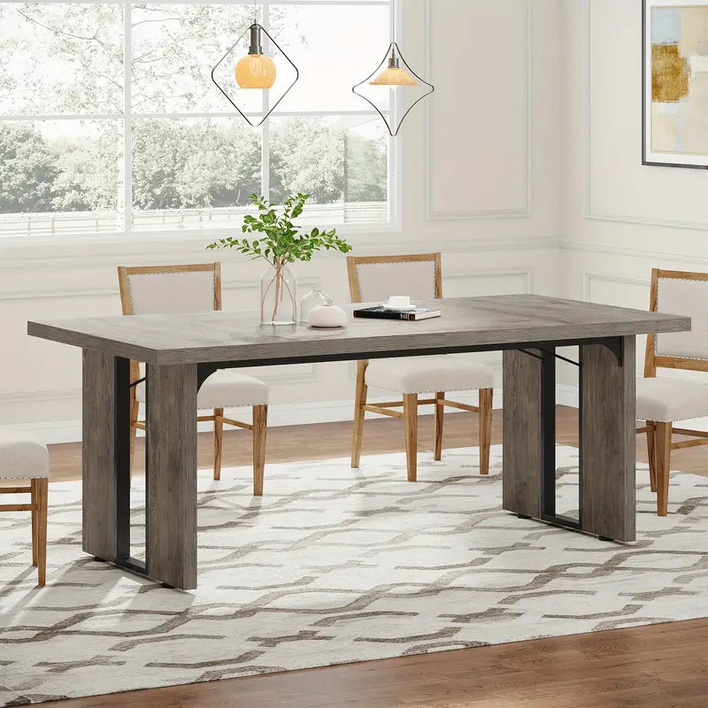 NNETMLT Rustic Rectangular Dining Table | Classic Design