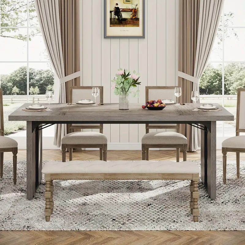 NNETMLT Rustic Rectangular Dining Table | Classic Design