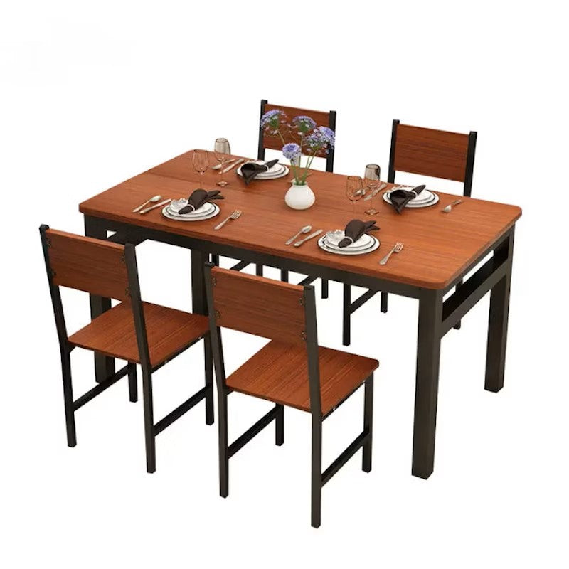 NNECN Wood & Steel Dining Set | Oak & Black