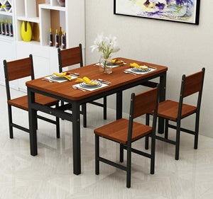 NNECN Wood & Steel Dining Set | Oak & Black