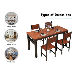 NNECN Wood & Steel Dining Set | Oak & Black