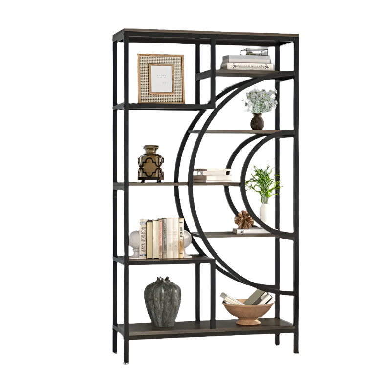 NNETMLT Industrial Bookcase | 8-Tier | 71" | Geometric Metal Frame