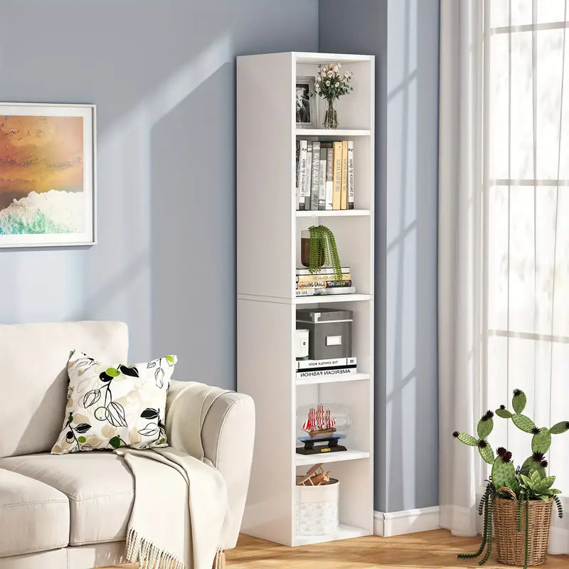 NNETMLT 6-Tier Cube Display Shelves | 70.9 Inch Tall Narrow Bookcase | Home Office