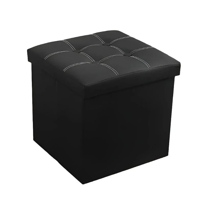 NNETM Faux Leather Storage Ottoman | Black | 55L Capacity | Versatile Storage