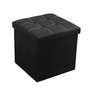 NNETM Faux Leather Storage Ottoman | Black | 55L Capacity | Versatile Storage