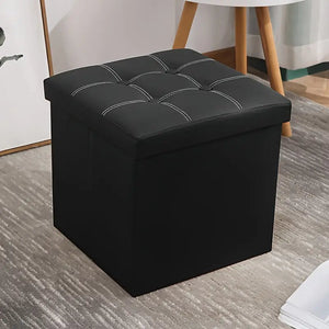 NNETM Faux Leather Storage Ottoman | Black | 55L Capacity | Versatile Storage