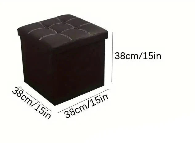 NNETM Faux Leather Storage Ottoman | Black | 55L Capacity | Versatile Storage