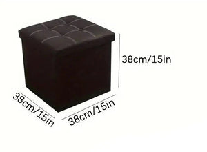 NNETM Faux Leather Storage Ottoman | Black | 55L Capacity | Versatile Storage