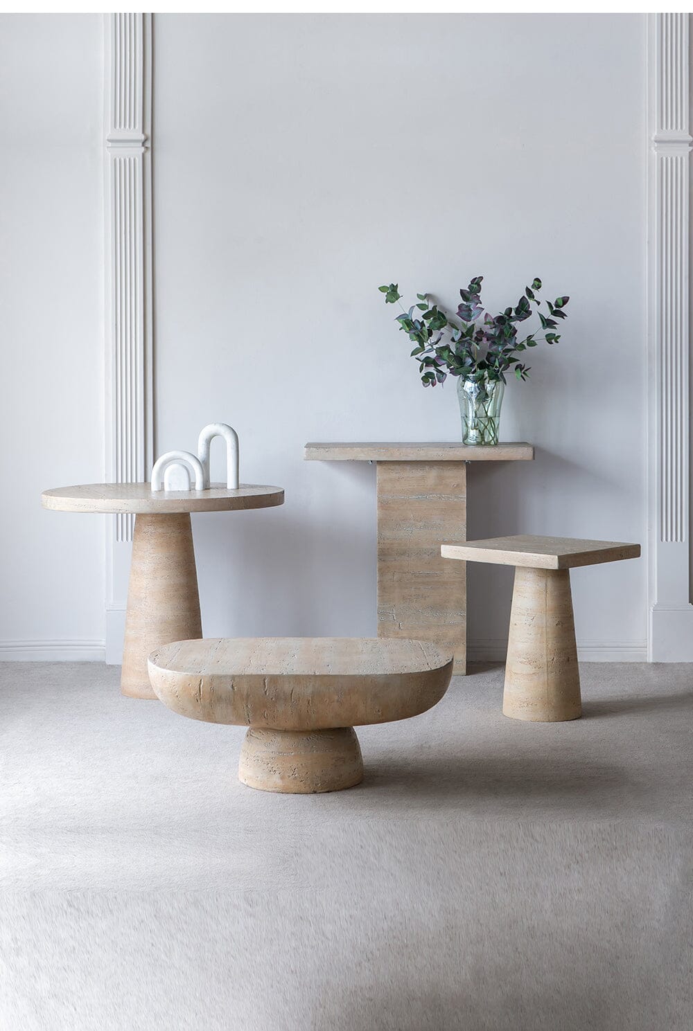 Logan Round Side Table | Cement Finish | Industrial Modern Accent Furniture