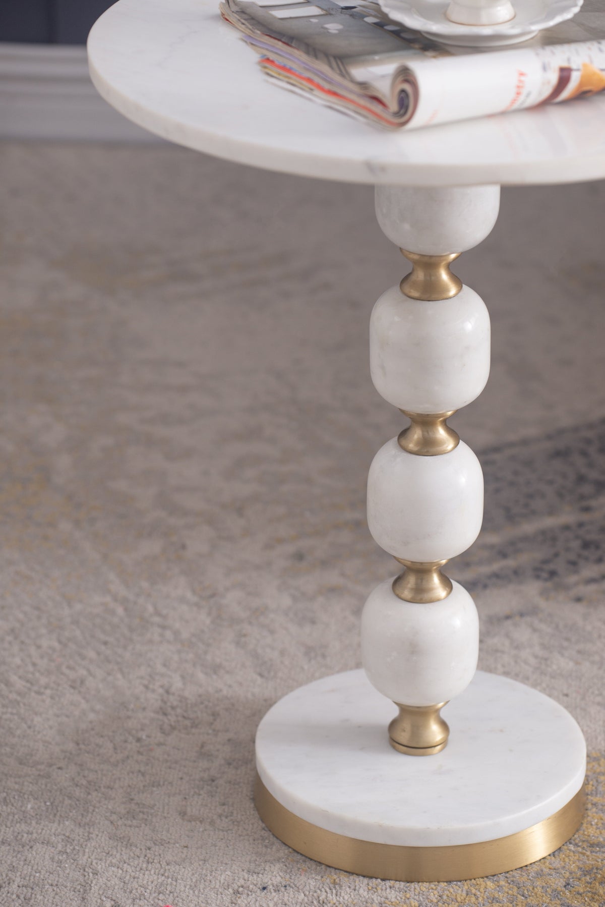 Pebble Handmade Side Table | Marble & Aluminium | Unique Modern Accent Furniture