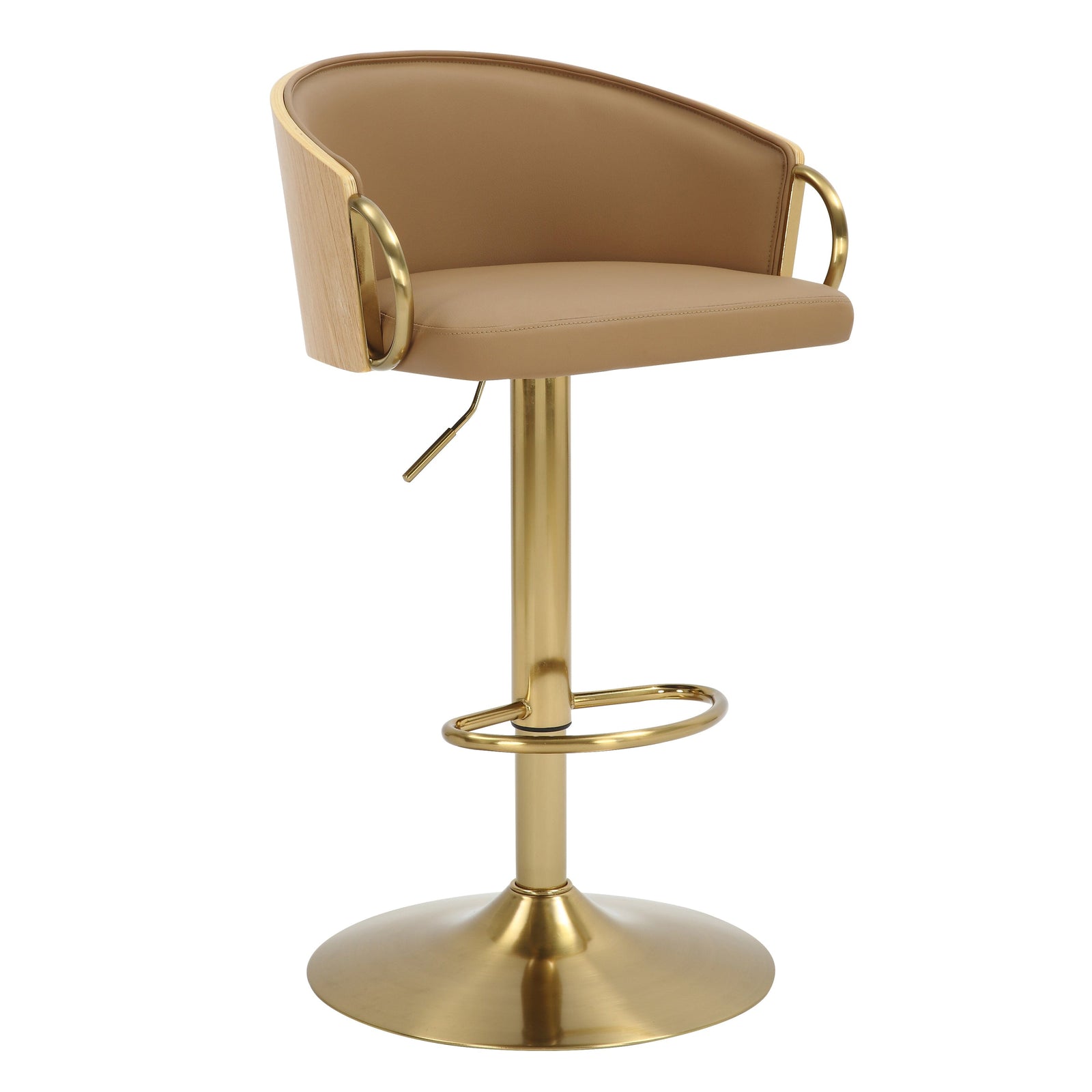 JENSEN Gold Gas Lift Bar Stool | Adjustable Height | Modern Bar Seating