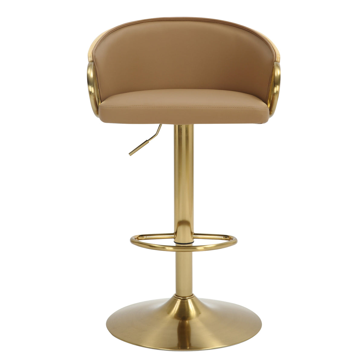 JENSEN Gold Gas Lift Bar Stool | Adjustable Height | Modern Bar Seating