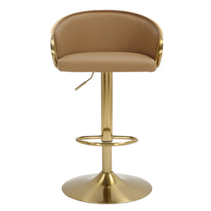 JENSEN Gold Gas Lift Bar Stool | Adjustable Height | Modern Bar Seating