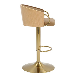 JENSEN Gold Gas Lift Bar Stool | Adjustable Height | Modern Bar Seating