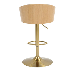 JENSEN Gold Gas Lift Bar Stool | Adjustable Height | Modern Bar Seating