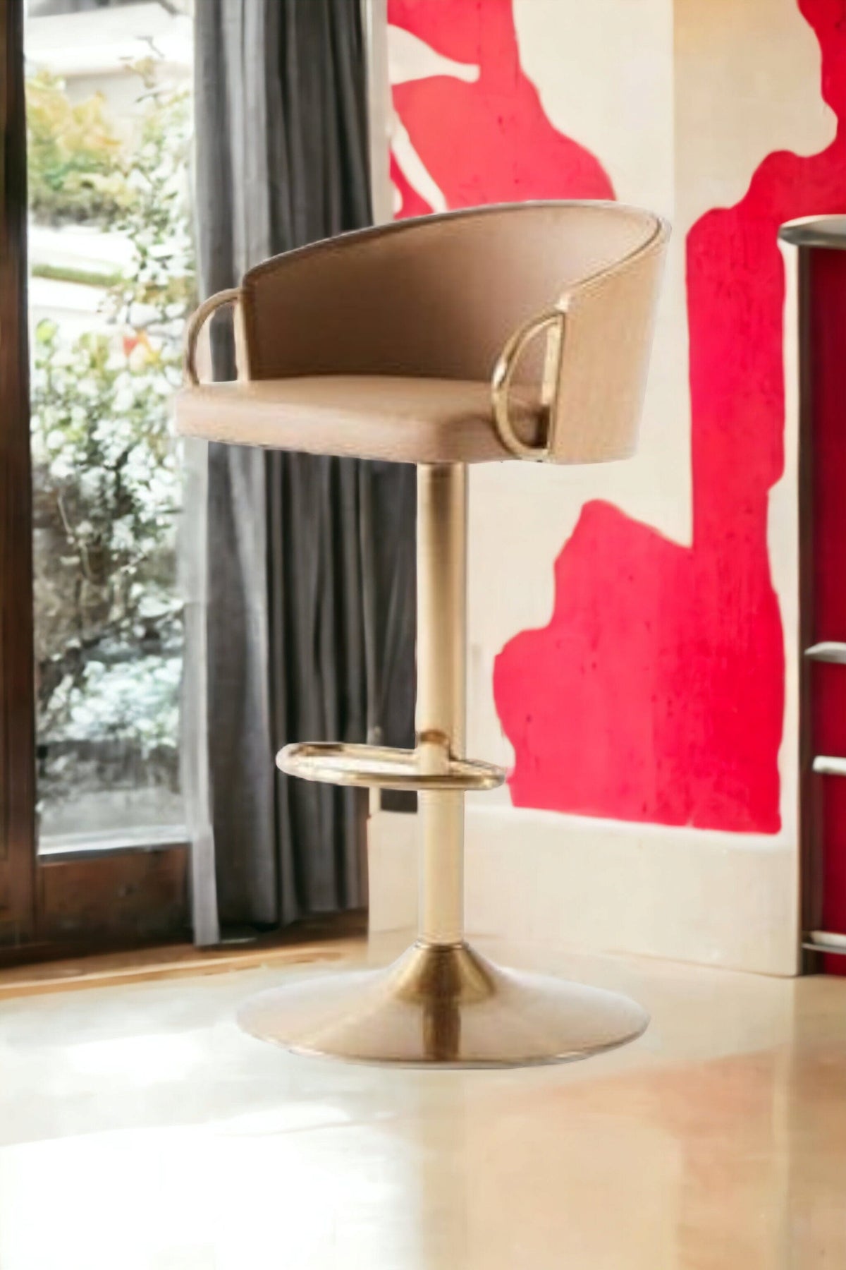 JENSEN Gold Gas Lift Bar Stool | Adjustable Height | Modern Bar Seating