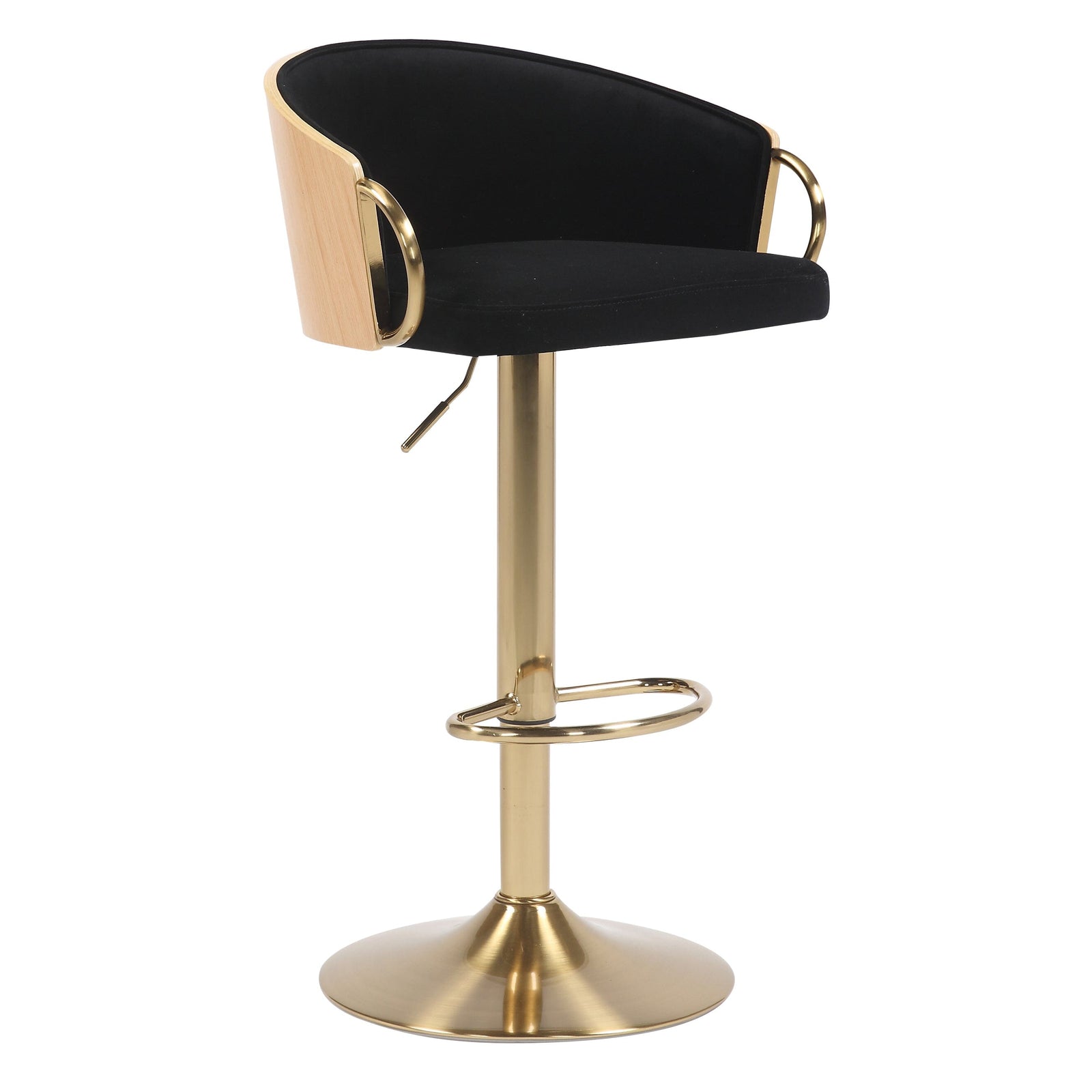JENSEN GOLD GAS LIFT BAR STOOL | Adjustable Height | Gold Base